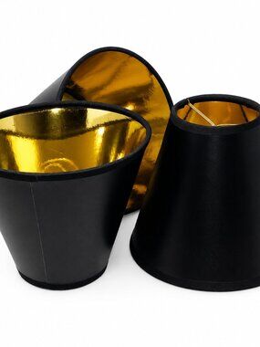 Set of 3 Black & Gold Lampshades